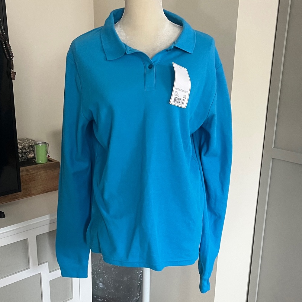 Bright Turquoise Long Sleeve Polo